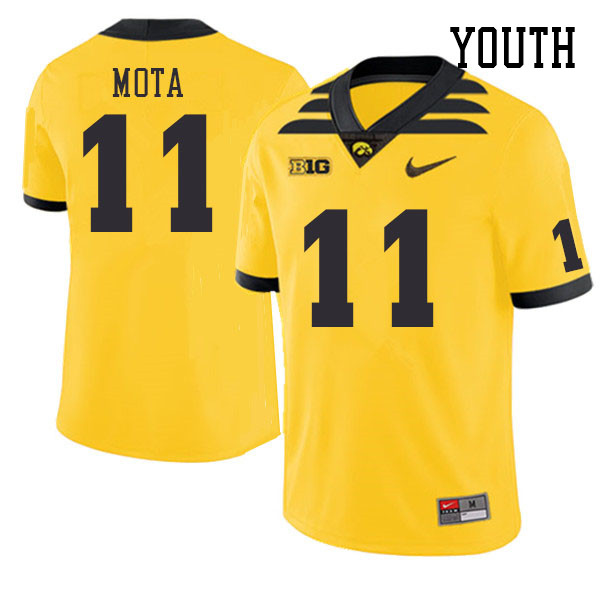 Youth #11 Alex Mota Iowa Hawkeyes College Football Jerseys Stitched Sale-Gold